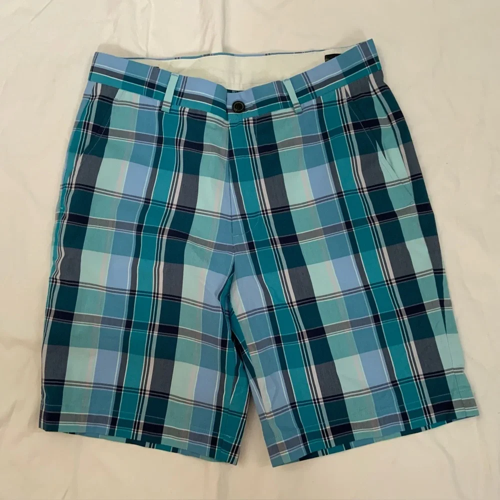 Brooks Brothers Shorts Men’s Size 32 Blue Plaid Chino Beach Boat Preppy Golf New